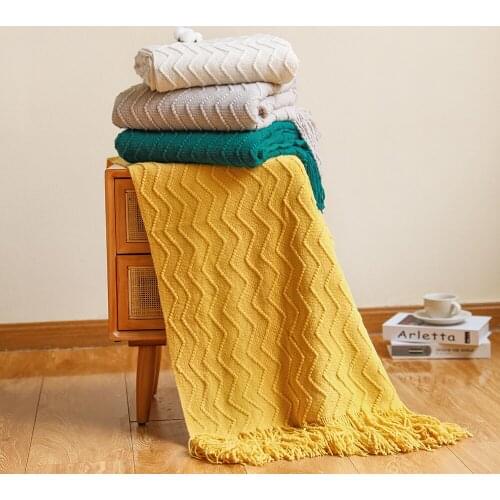 Knitted Throw Blankets for Bed Sofa Towels Decorative Blanket with Tassel Air Condition Blankets Bedspread Camping Picnic Mat
