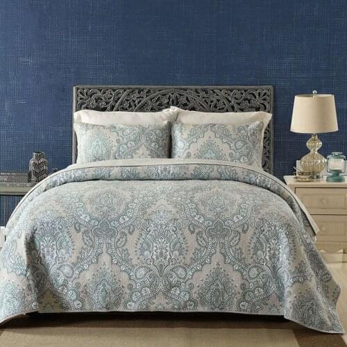 Quality Paisley Printed Bedspread Quilt Set 3PCS Vintage Quilted Bedding Cotton Quilts Blanket Bed Covers King Size Coverlet
