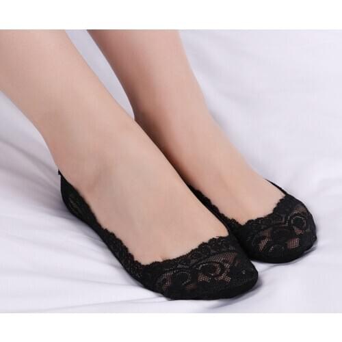 4Style Fashion Women Socks Summer Lady Cotton Lace Short Ankle Female Antiskid Invisible Liner Low Cut Socks Dropshipper