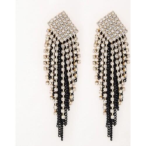 YFJEWE Fashion Luxury Full Rhinestone Tassel Earrings For Women Banquet Rhinestone Earrings Wedding Gifts Wholesale #E098