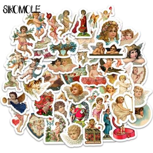 50Pcs Retro Cupid Little Angel Stickers For Laptop Car Scrapbooking Phone Motorcycle Luggage Decal Toys For Children PVC Gift F5