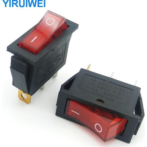 10pcs/lot 3 pin boat switch power switch copper feet with light 15A/250V KCD3-101N ON/OFF switch