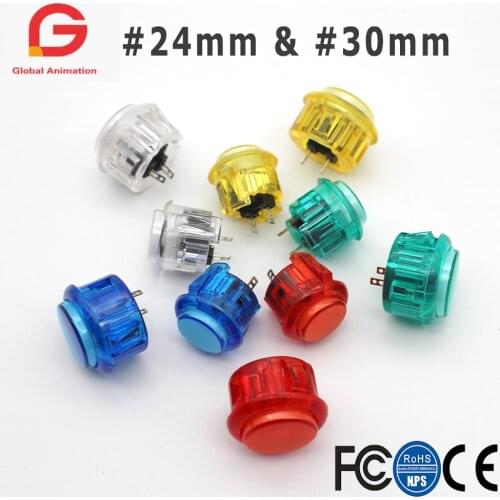 10pcs Transparent No LED Arcade 30mm / 24mm Push Button Replace SANWA OBSF-30 OBSN-30 for DIY Raspberry pi MAME PC Pandora Game