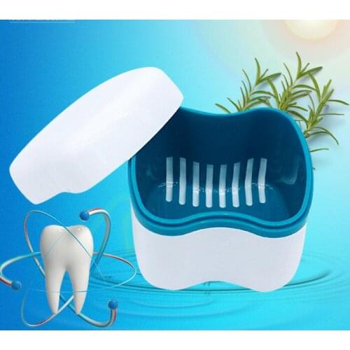 100Pcs/Lot Double European Type Tooth Storage Denture Box With Filter Mesh With Funnel Care Oral Cleaning HA2089
