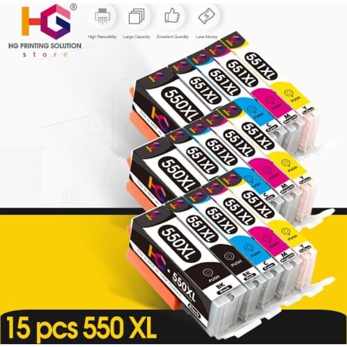 15PCS For Canon PGI-550XL PGI550 PGI 550 CLI551 PIXMA IP7250 MG5450 MX925 MG5550 MG6450 MG5650 MG6650 IX6850 MX725 ink cartridge
