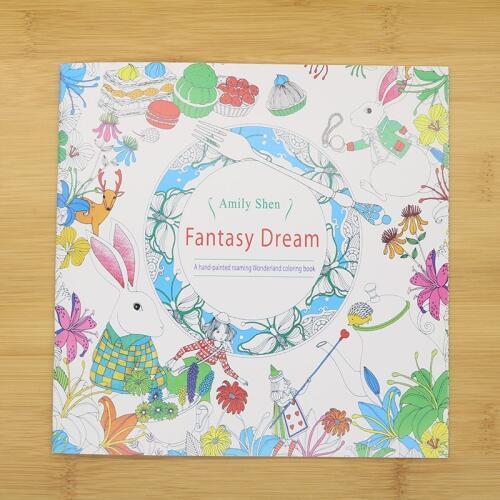 24 Pages Hand-Painted Coloring English Wallpaper Fantasy Dream Child Adult Reduce Stress Kill Time Student Drawing Book