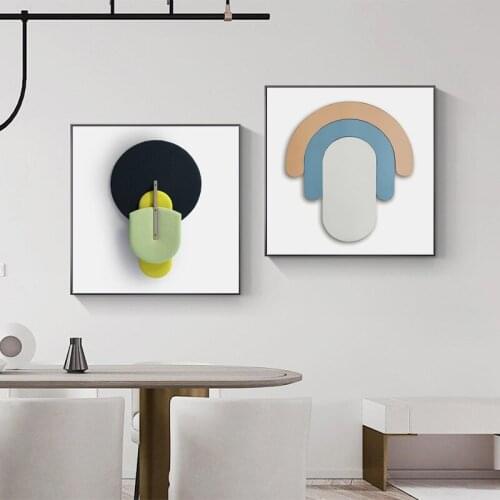 Spray Color Abstract Sculpture Geometry Line Scenery Canvas Painting Wall Picture Print Poster Living Room Restaurant Decoration