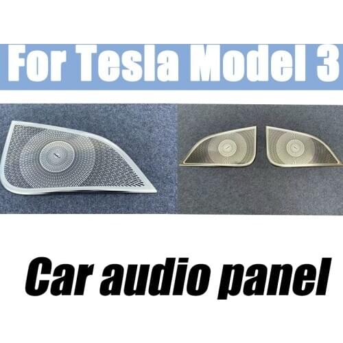 Car styling Door Audio Speaker Decorative Panel Covers stickers Trim stainless steel Auto Interior Accessories For Tesla model 3