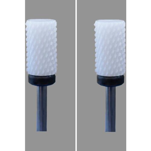 2pcs White Ceramic Nail Drill Bit - Large Barrel Bit XC