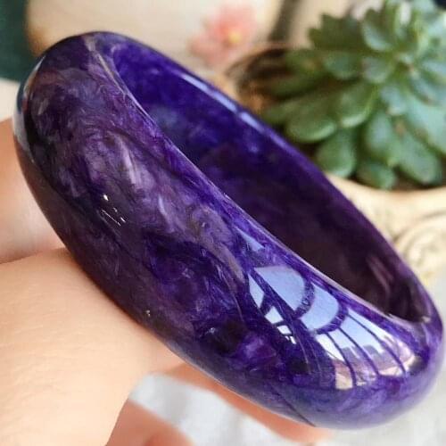 Genuine Natural Purple Charoite Gemstone Beads Bracelet 59mm Crystal Women Bangles For Women Fashion Inner Diameter 58mm AAAAAA