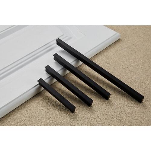 Black Golden Modern Cupboard Kitchen Hardware Wardrobe Closet Pull T Bar Aluminum Alloy Cabinet Drawer Knob Box Handle