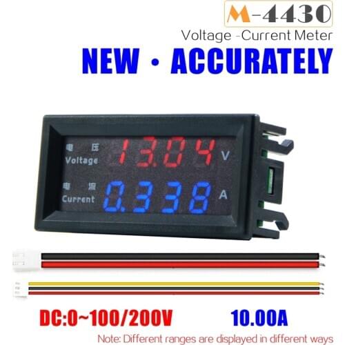 Ammeter LED Display Voltage Amp Meter Tester Meter Capacitance Meter M4430 DC 100V 200V 10A Digital Voltmeter