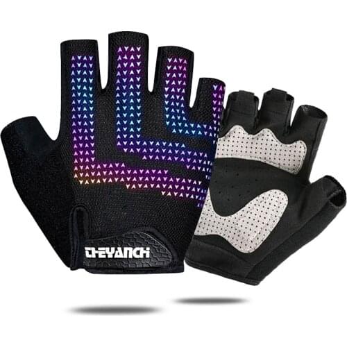 Colorful Reflective Cycling Gloves MTB Road Bike Half Finger Gloves Breathable Shockproof Bicycle Gloves Men Women Sports Gloves