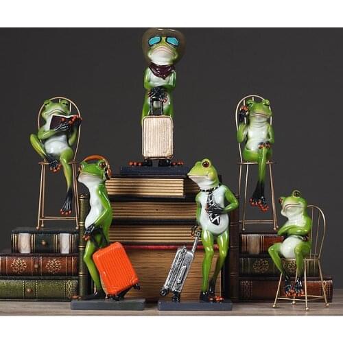 Travel Frog Resin Decoration Gardening Gentleman Animal Personality Ornament Office Desktop Decoration Craft Gift