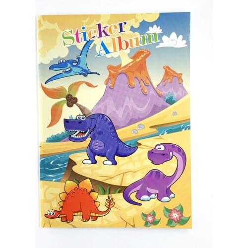 Kids Cartoon Dinosaur Sticker Album DIY Scrapbook Sticker Collection Book for Boys Childrens Gift