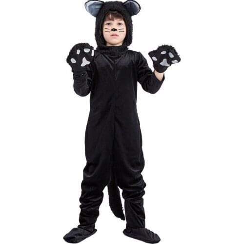 Child Black Cat Animal Pajamas Jumpsuit Panda Pyjamas Boy Girl Sleepwear Nightwear Costume