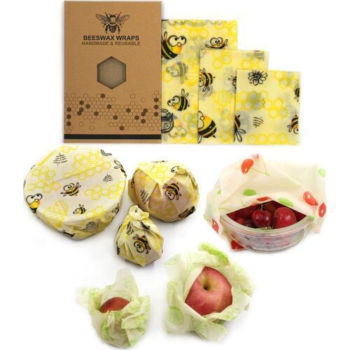 Eco Friendly Reusable Food Wraps Sustainable Plastic Wrap Free Food Storage Organic Beeswax Wrap Cloth Sealer Kitchen Tools
