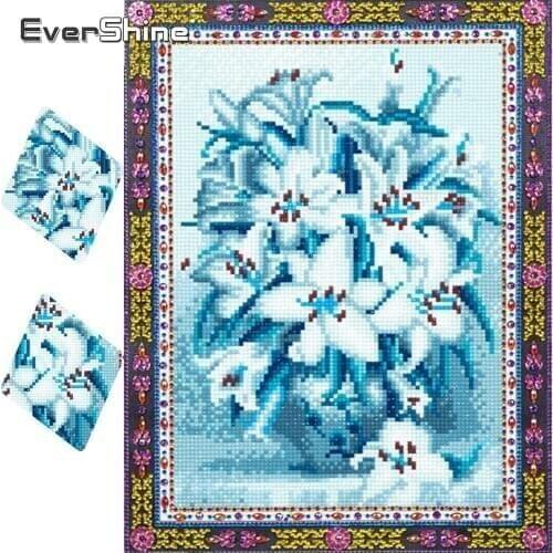 EverShine DIY Diamond Embroidery Flowers Cross Stitch 5D Diamond Painting Special Shaped Handmade Art Diamond Mosaic Home Decor