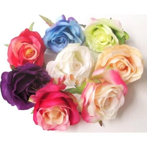 Artificial flowers head Simulation rose silk flower bud heart fake rose garden roses decorated flower photographed props 7CM