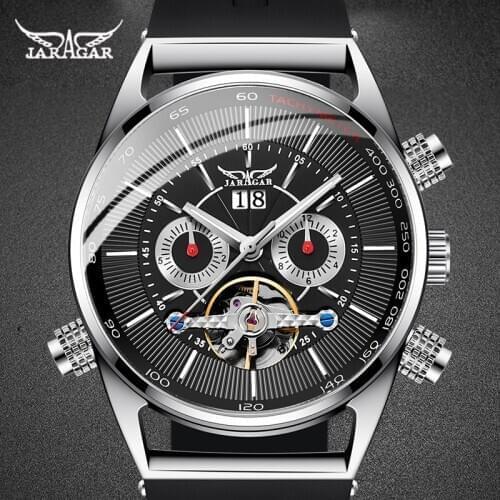 JARAGER Mens Clock Tourbilion Style Black Male Wristwatches Automatic Mechanical Male Watches relogio masculino 2020 Newest