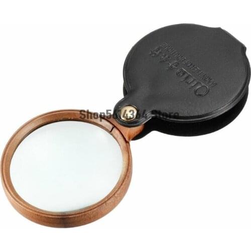 60mm 10X Pocket Folding Magnifier Loupe Magnifying Glass with Leather Case Black