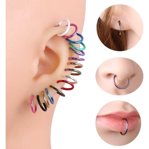 UNNAIER New 2pcs Invisible No Ear Hole Earrings Clip Nose Ring Belly Button Ring For Punk Wind Jewelry Accessories