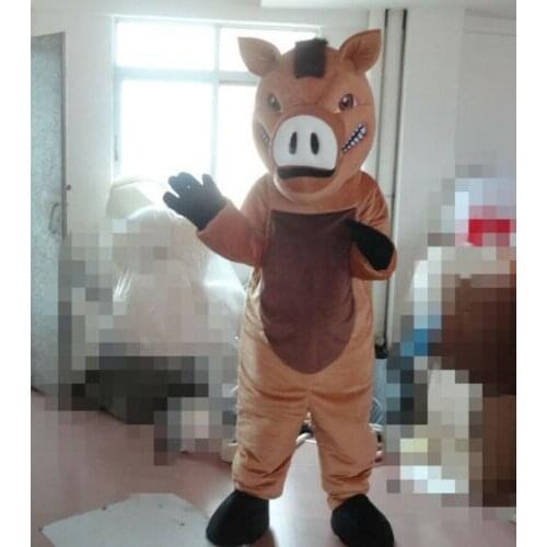 Halloween Brown Boar Mascot Costume Cosplay Party Game Fancy Dress Clothing Carnival Adults Aadvertising Parade Character Suit