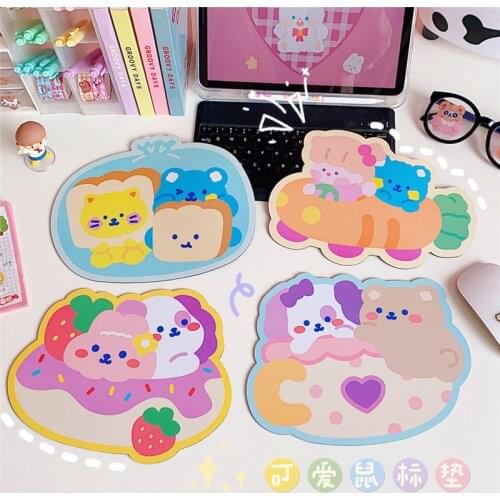 Cartoon Mouse Pad Waterproof Office Decoration Cup Mat Student Desk Mat Antislip Girls Kawaii Stationary Pad Cosmetic Bag Pad