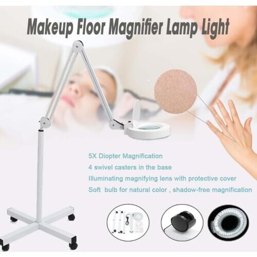 5x LED Lamp Light Makeup Floor Magnifier Skincare Cold Lens Beauty Manicure Tattoo Salon Spa For Medical Cosmetology