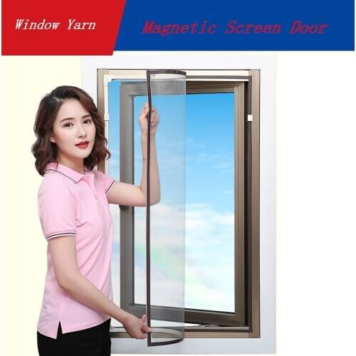 Magnetic Screen Door custom made Anti-mosquito polyester Magnetic screen window Yarn Invisible DIY self-adhesive Movable curtain