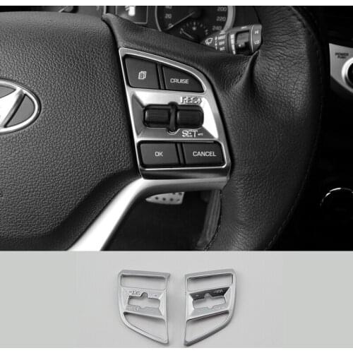For Hyundai Tucson 2015 2016 2017 ABS Matte Car Steering wheel Button frame Cover Trim Car Styling Accessories 2pcs
