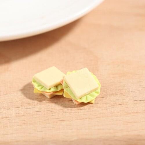 2 Pcs 1/12 Dollhouse Miniature Mini Sandwiches Simulation Food Breakfast Bento Pretend Play Doll Kitchen Furniture Accessories