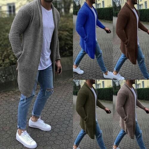 Cardigan Sweater Coat Men 2018 Hot New Casual Slim Solid Sweaters Warm Knitting Jumper Plus Size 3XL Long Sleeve V Neck Cardigan