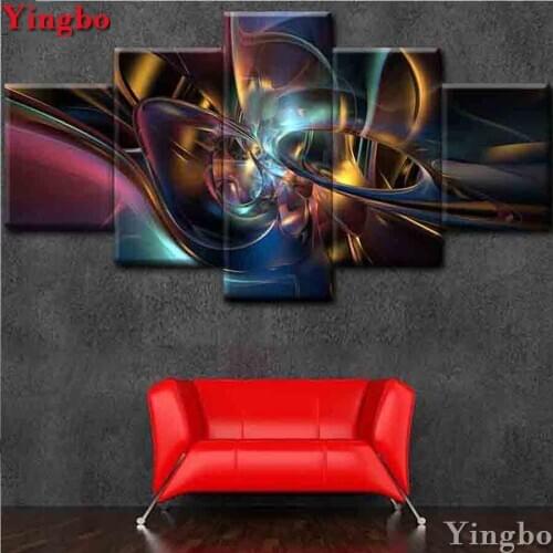 5 pieces 5D DIY Diamond Embroidery Abstract flower diamond Painting Full square Round Cross Stitch rhinestone picture home decor