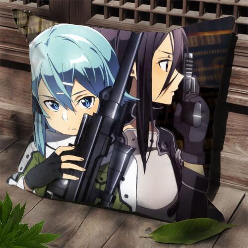Hobby Express Sword Art Online Anime Square Dakimakura Cushion Pillow Cover Sinon and Kasuto SPC90