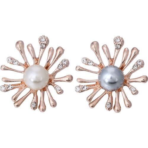 10pcs/lot New 18mm Snap Button Jewelry Rhinestone Pearl Rose Gold Flower Metal Snap Buttons 18mm Fit Snap Bracelet Bangle