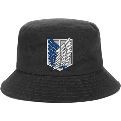 Anime Attack on Titan Sunscreen Man Bucket Hat Outdoor Women Summer Hip Hop Beach Sun Caps Streetwear Bob Chapeau Fisherman Caps