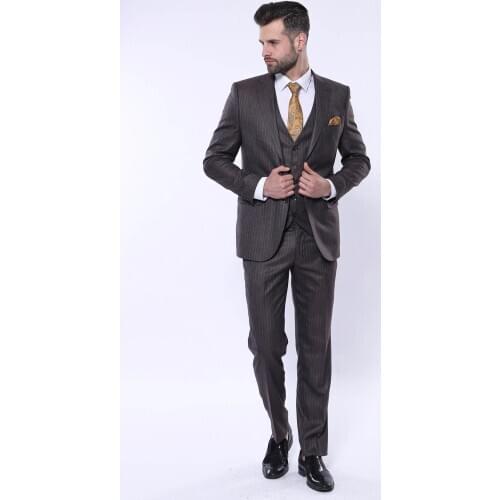 Striped Brown Vested Suit Wessi