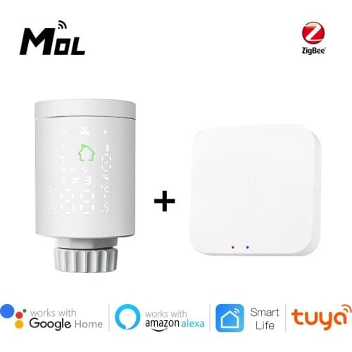 MOL Tuya Smart ZigBee Radiator Actuator Programmable Thermostatic Radiator Valve Temperature Controller Support Alexa 1pc