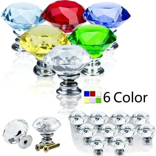 30mm K9 Clear Diamond-shape Faux Crystal Knob Cupboard Door Wardrobe Handle