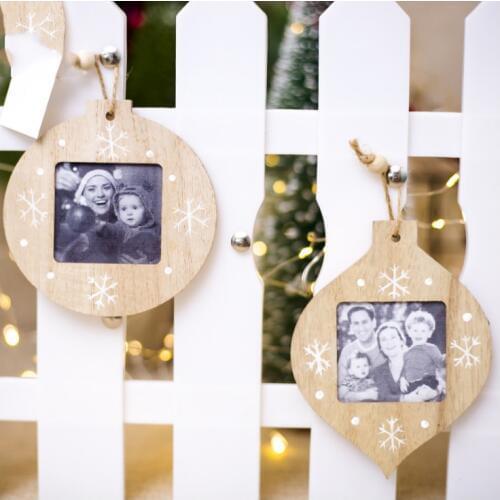 Christmas Decorations DIY Wooden Photo Frame Pendant Christmas Ree Decorations Ornaments Christmas Decorations For Home