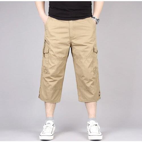 Summer Mens Shorts Man Casual Fashion Oversize Cargo Pants Multi-Pocket Military Cropped Trousers Clothing Homme Cotton short