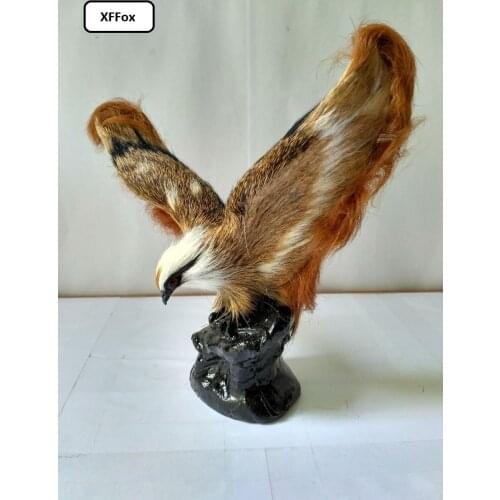 Cute lifelike wings eagle hard model plastic&fur eagle toy gift about 20x19cm xf0365