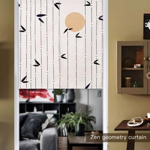 Blue AQnd White Porcelain Landscape Bedroom Home Decor Linen Door Curtain Kitchen Curtain