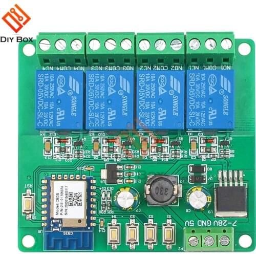 Wifi Smart Quad WiFi Remote Relay Module 4CH DC5V/7-28V 3200W 10A Relays Smart Switch With Tuya Smart Life For Android/IOS