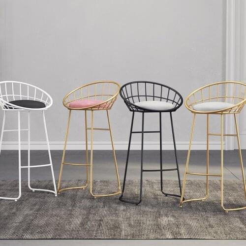 Modern Minimalist Bar Stools Restaurant Home Furniture Simple Luxury Golden Wrought Iron Backrest Chair Nordic Bar Chair stool