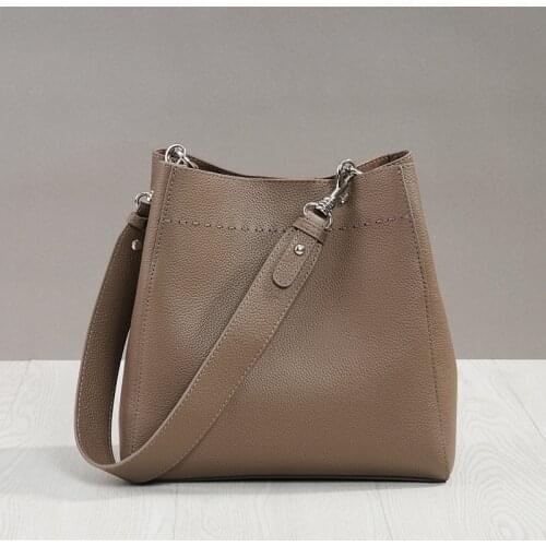 Genuine Leather Bucket Bag 2020 New Fashion Ins Style Super Fire One Shoulder Messenger Bag Female Handbag