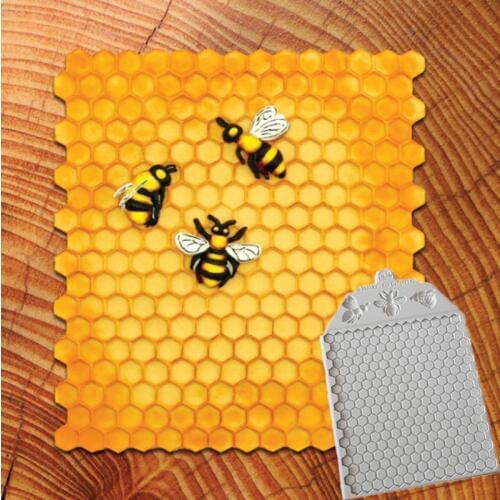 Continuous Honeycomb & Bees Textured Silicone Mold Fondant Cake Decorating Tool Gumpaste Sugarcraft Chocolate Forms Bakeware