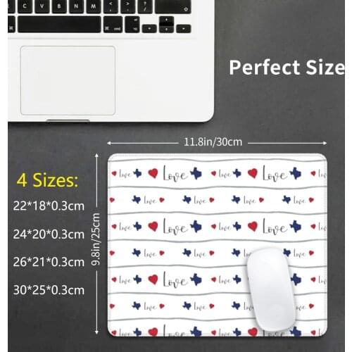 Texas Love And Hearts Pattern Mouse Pad 2990 Texas State Shape Red White Blue Hearts Love