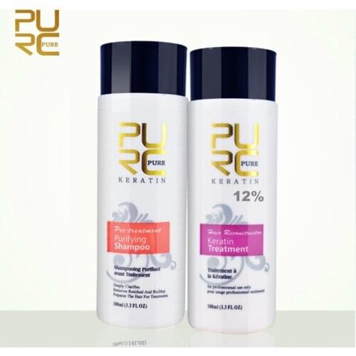 PURC Straightening for Hair Scalp Treatment Curly Hair Products Brazilian Keratin Treatment + Purifying Shampoo Hair Care Set